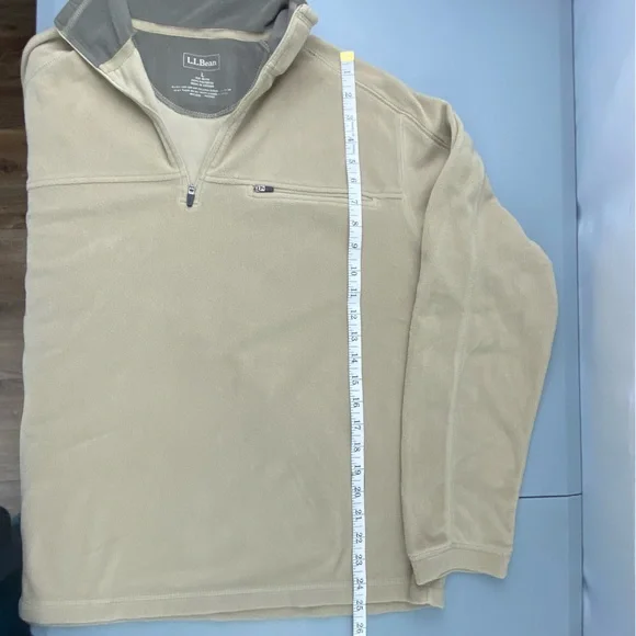 L.L. Bean Men's Tan Fleece Pullover 1/4 zip Performance Outdoor Wear size Large